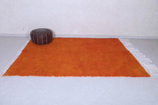 6 x 8.2 ft Handmade Moroccan orange rug – Vibrant and minimalist