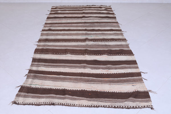 Flatwoven entryway berber Moroccan rug - 4.4 x 9.5 Feet | Handcrafted charm