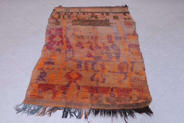 Vintage handmade Moroccan berber rug – 3.8 x 6.7 ft, warm earth tones