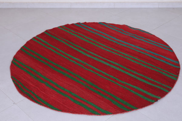 Moroccan handmade round rug – 5.1 FT | Authentic wool carpet