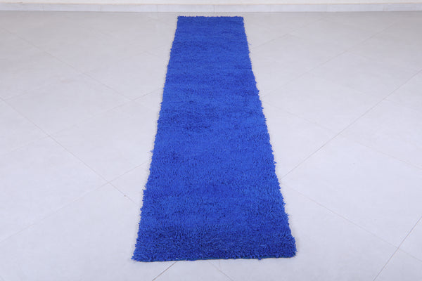 Moroccan runner rug 2 x 9.9 FT | Deep blue shag | Handwoven wool
