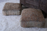Two Berber moroccan handmade old rug Poufs