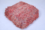 Handmade berber azilal moroccan red rug pouf