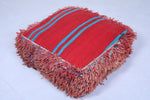 Handmade berber azilal moroccan red rug pouf