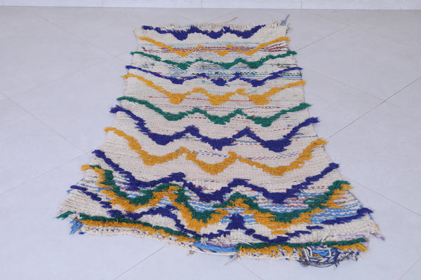 2.7 x 5.4 FT Moroccan rug – Handwoven zigzag pattern in vibrant colors | Wool accent