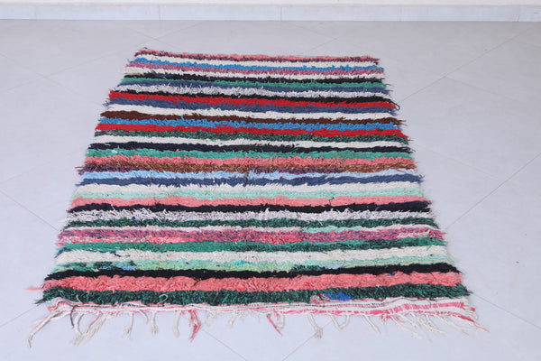 Handwoven Moroccan rug 3.6 x 5.6 FT | Multicolor striped wool design