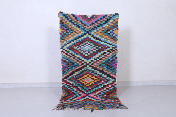Handwoven Moroccan Rug 2.3 x 4.6 FT | Vibrant Chevron Design | Wool Accent