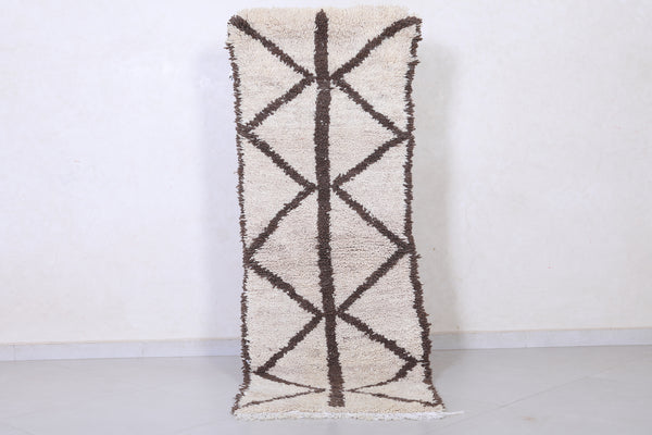 Handwoven Moroccan rug 2.1 x 6.2 FT | Minimalist line pattern | Wool accent