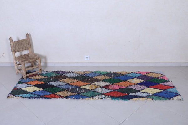 Vibrant Multicolor Moroccan Rug 2.6 x 7.8 FT | Diamond Pattern | Handwoven Wool
