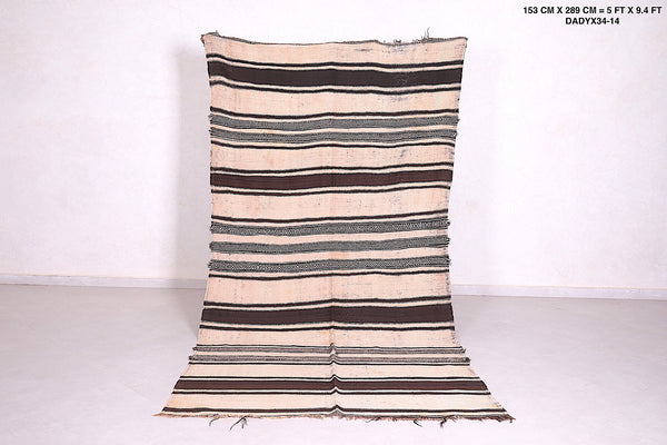 Flatwoven berber moroccan hallway rug - 5 FT X 9.4 FT