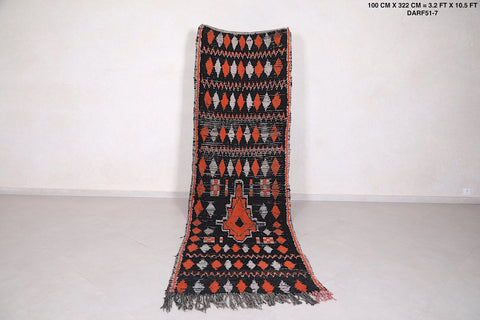 Long entryway handmade Moroccan rug -  3.2 FT X 10.5 FT