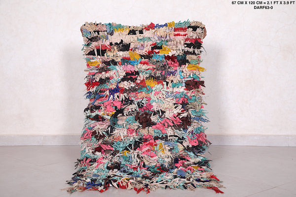 Vibrant Moroccan rug – 2.8 x 5.2 ft | Handmade boucherouite style