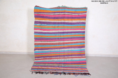 Colorful flatwoven berber Moroccan rug - 4.5 FT X 6.7 FT