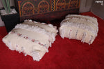 Two handmade berber moroccan rug Poufs