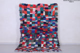 Colourful moroccan handmade boucherouite rug  5.1 FT X 7.2 FT