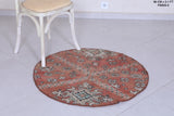 Vintage handmade round rug 4.4 FT X 7.3 FT