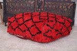 Moroccan handmade azilal red kilim rug pouf