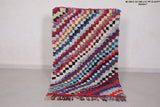 Moroccan handmade Boucherouite rug 3.1 FT X 4.9 FT