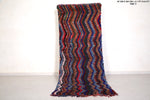 All wool hallway Moroccan Azilal rug 3.1 FT X 8.3 FT