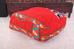 Red Moroccan handmade berber rug Kilim Pouf