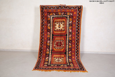 Colorful azilal Moroccan Berber rug 4.5 FT X 8.6 FT