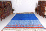 Blue custom Moroccan rug, wool berber carpet