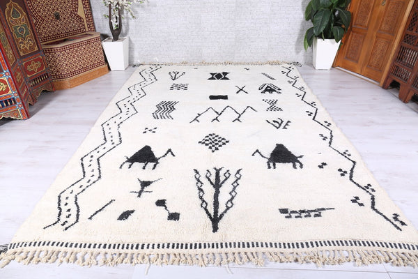 White custom Moroccan rug with unique berber patterns