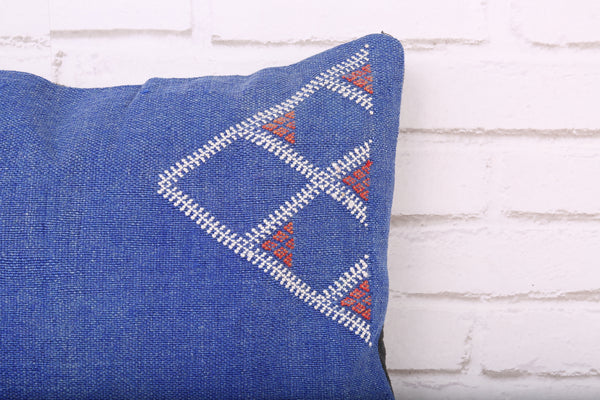 Handwoven Moroccan Pillow | Blue Berber Cushion 12.5