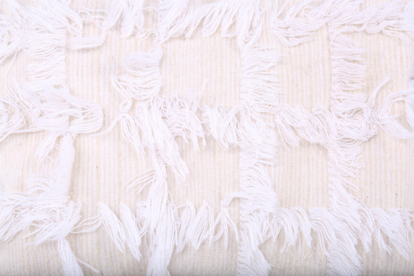 White Moroccan Pillow | Textured Bohemian Cushion 15.7