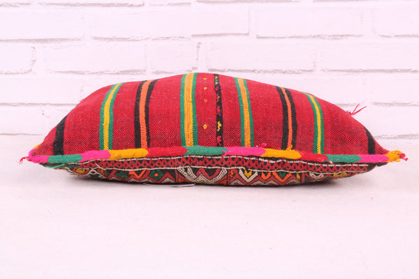 Handwoven Moroccan Berber Pillow | Colorful Tribal Cushion 15.3