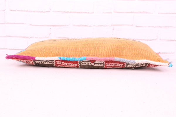 Traditional Moroccan Kilim Pillow | Artisan Woven Cushion 12.2 x 22.8 inches