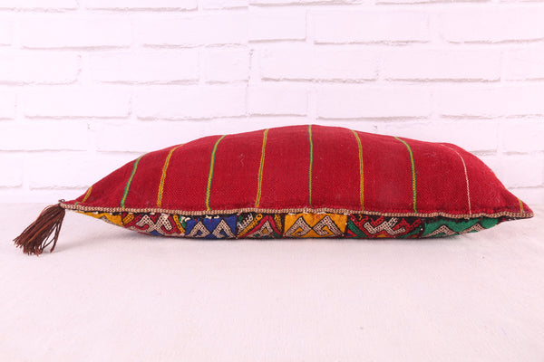 Handwoven Moroccan Pillow | Colorful Berber Cushion 13.7