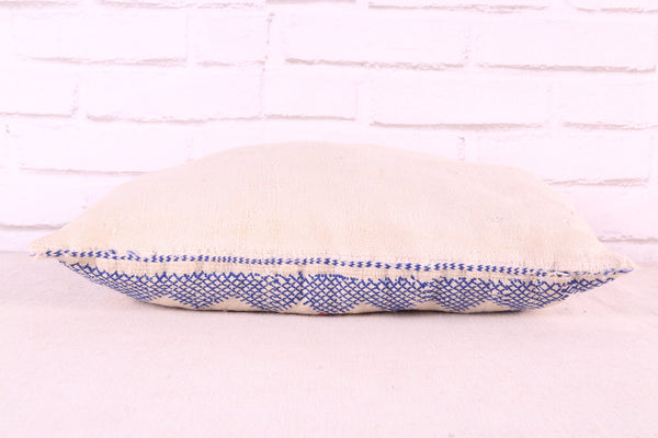 Handwoven Moroccan Pillow | Blue & Red Tribal Cushion 14.9