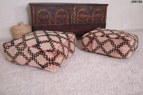 Two Berber handmade moroccan azilal Poufs