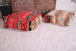 Two Berber handmade rug moroccan Poufs