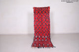 Red moroccan runner rug 2.7 FT X 7.9 FT