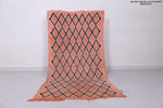 Handwoven Moroccan Berber Rug – Orange Diamond Pattern Rug 3.4 x 6.8 ft