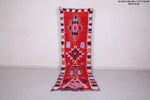 Red vintage handmade runner rug 3 FT X 9.8 FT