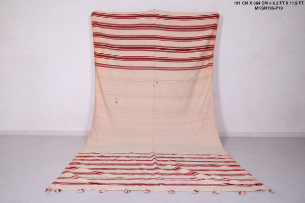 Handwoven Berber Moroccan Rug – 6.2 FT X 11.9 FT | Timeless Striped Design