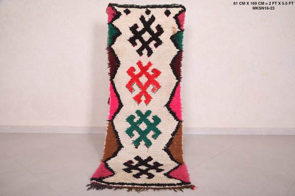 Colorful berber Moroccan hallway rug 2 FT x 5.5 FT | Handwoven design