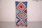 Colorful handmade berber Moroccan carpet - 2.7 FT X 7.2 FT