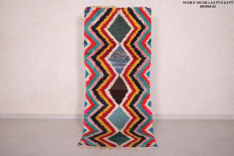 Small runner moroccan handmade rug - 2.5 FT X 6.3 FT