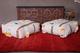 Two moroccan berber handwoven kilim rug poufs