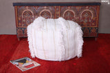 Round berber handmade moroccan kilim pouf