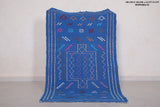 Handwoven Moroccan rug Blue 3.2 FT X 5 FT