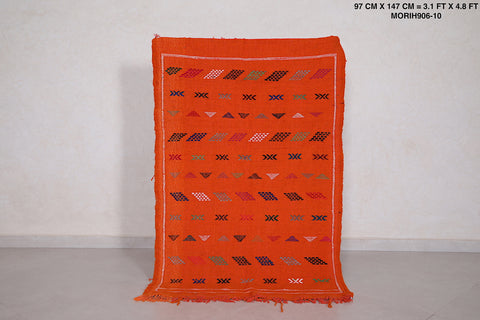 Orange Moroccan rug 3.1 FT X 4.8 FT