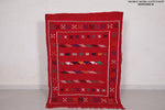 Red flatwoven Moroccan berber carpet, 3.4 FT X 4.6 FT