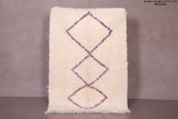 Runner Moroccan small berber beige, purple and red rug 3 FT X 4.3 FT