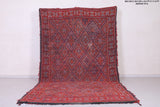 Red vintage handmade moroccan berber rug  6.5 FT X 11.5 FT