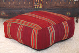 Moroccan handmade flatwoven kilim rug pouf